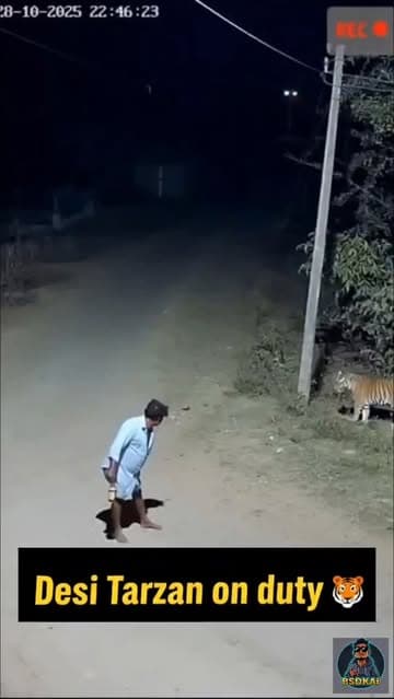 4 pegs ke baad bhai ne wildlife documentary bana di! 🎥🐅 #trending #viral #aivideos #insta #trendingreels