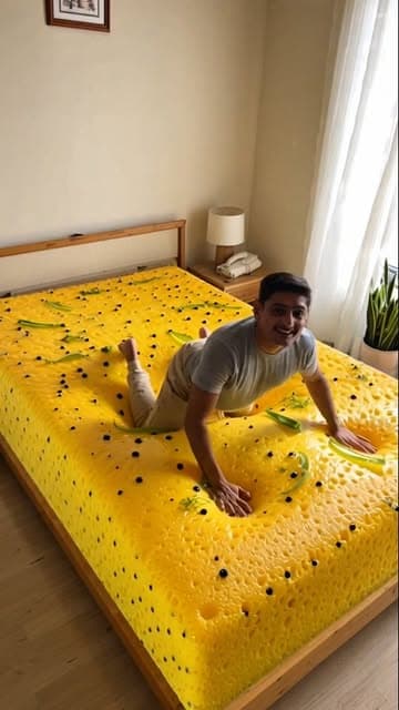 Duniya ka sabse Spongy Bed - Dhokla Mattress! 🛌💛

[ Ai vlogs, ai content, trending video, viral reels ]

#aicontent #aivideos #aivlogs #viralreels