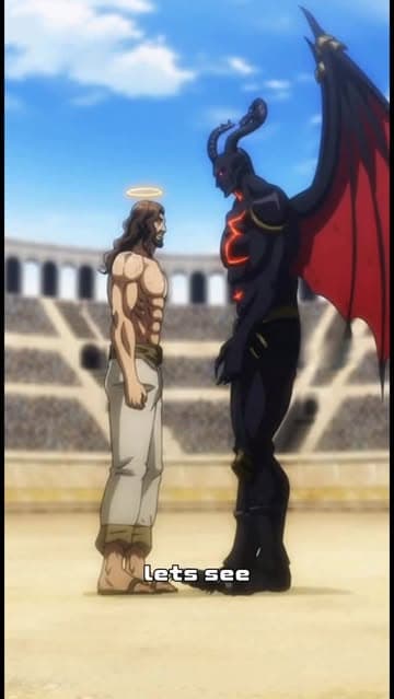 Jesus joins Record of Ragnarok to fight Satan #anime #animejesus #sora2 #ai