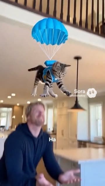 Kittens make the perfect landing #cats#kittens#parachute #cute-kittens#aivideo #ai #sora #landing #deploy #