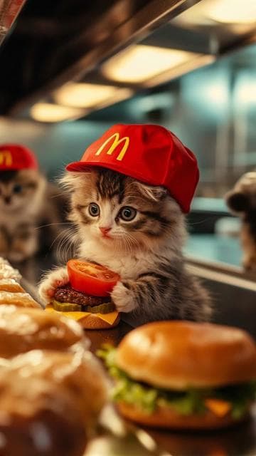 Yum yum! #McDonalds #cats #cattok #viralvideo #funnyvideo #ai #kittens #cattiktok