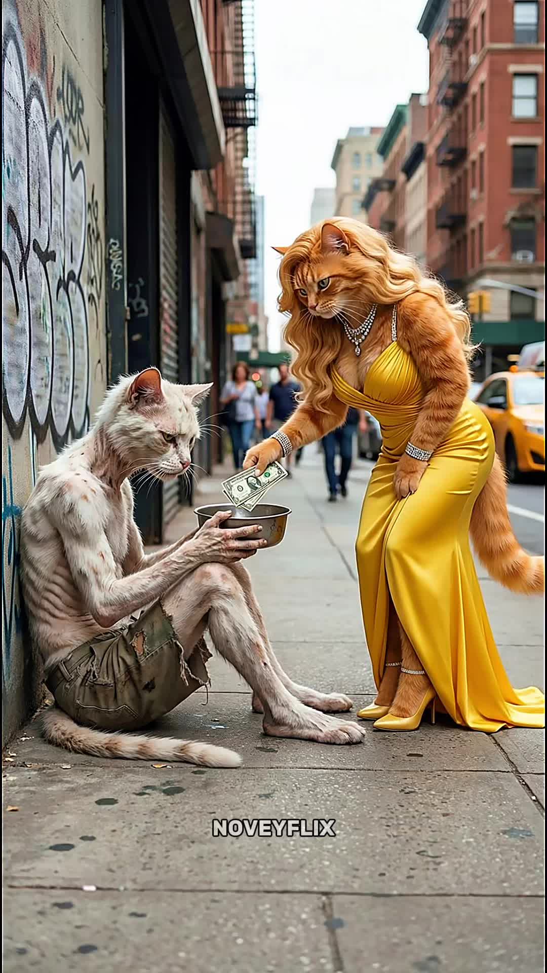 Finally Weak skeletle cat man propose to Rich cat girl…! #cutecat #aicat #catstory #usa #vira 