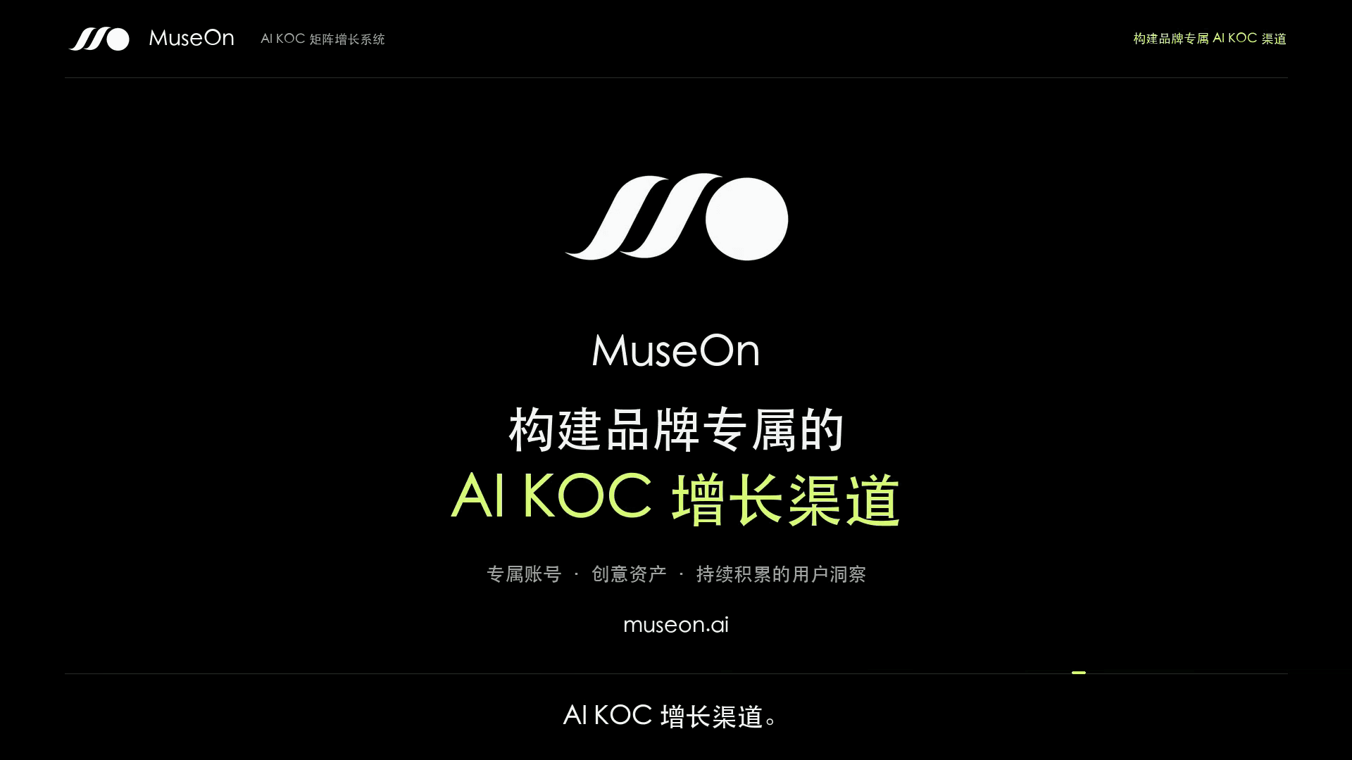 MuseOn AI KOC 增长系统宣传片封面。